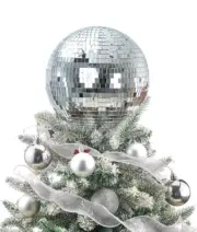 Retisee 8'' Disco Ball Christmas Tree Topper Disco Mirror Ball Xmas Tree Topper