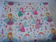 Fairies White Flannelette Cotton FLAT Cot Sheet Handmade