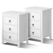 ALFORDSON Set of 2 Bedside Table Hamptons Nightstand Storage Side End 3 Drawers White