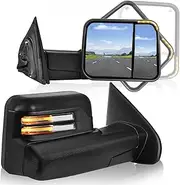 Sanooer Flip-up Towing Mirrors Compatible with 2014-2018 Chevy Silverado GMC Sierra with Turn Light Dual Mirror Heated Temp Sensor Pair