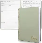 ZICOTO Simplified Meeting Notebook For Work Organization - Easily Take Notes & Keep Agendas on Track The Perfect Office Planner Supplies Women Men to Professionally Manage Business Projects, Green
