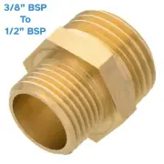 Brass 3/8" Male To 1/2" Male BSP Adapter Pipe Fitting Threaded Connector Coupler