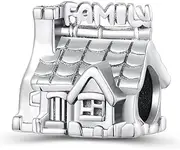 [Teleye] Family house Charm 925 Sterling Silver Charm Fits For Pandora Bracelet Necklace,SCC2503, Cubic Zirconia, Created Cubic Zirconia