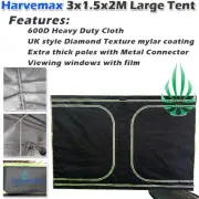 Hydroponics 3x1.5x2M 300x150x200cm Large Diamond Mylar Grow Tent Metal Connector