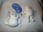 SET of 2 ~ RUSS BERRIE CHRISTMAS ORNAMENTS ~ SNOWMEN *NWT