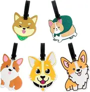 Homele 5 Pack Luggage Tags for Suitcases, Cute Dog Suitcase Tags for Women Kids Girls Boys, Funny Baggage Tag for Air Travel Bag Name Tags Labels with Name ID Card, Travel Essentials Accessories