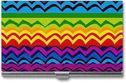 [VFMKT] Slim Metal Business Card Holder Portable Business Card Case Pocket Name Card Holder Gay Pride Rainbow Pattern Wallet for Men Women Office Travel, style, One Size