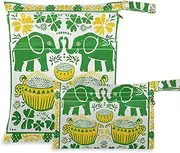 Thai Themed Symmetrical Pattern waterproof bag for baby 2 Pack travel essentials for babies with handles for yoga, yoga