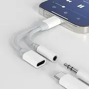 [MFi Certified] USB C to 3.5mm Headphone and Charger Adapter,2-in-1 USB C to 3.5mm Aux Audio Jack and Fast Charging Dongle Cable Compatible with iPhone 15/15 Plus/15 Pro/15 Pro Max,Galaxy S23 S22 S21