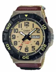 Casio MRW210HB-5BV, Men's Tan Nylon Band, Oversized, 100 Meter, Day/Date, NEW
