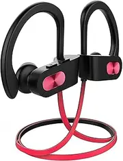 Bluetooth Headphones V5.0,Running Headphones w/16 Hrs Playtime, Bass+ HD Stereo Wireless Sports Earphones w/IPX7 Waterproof Earbuds in Ear for Workout, Gym w/CVC6.0 Noise Cancelling Mic Red
