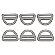 0.98" Adjuster Triangle with Bar Swivel Clip D Dee Ring Buckle, 6Pcs Dark Grey