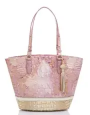 NWT BRAHMIN Lilac Whimsy Medium Bowie Tote Satchel Purse Croco Leather RARE
