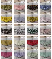 Ambesonne Floral Blooms Bedskirt Elastic Wrap Around Skirt Gathered Design