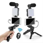 Smartphone Vlogging Kit With Tripod Phone Holder Mini Microphone LED Fill Lig...