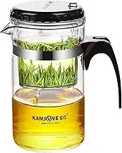 Teapot Teapot Detachable Pop-up 500ML Glass Tea Pot with Filter & Handle Sealness Heat Resistant Smooth Pouring Transparent Portable for Stovetop