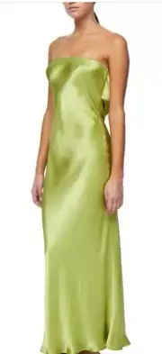 Bec + Bridge | NWT Moondance Satin Strapless Midi Dress Chartreuse Green 10