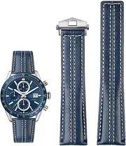 [VEVEL] 22mm Genuine leather watchband for Tag Heuer Watch Carrera Monaco Men's Band Watch Cow Leather fold buckle