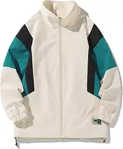 [GURUNVANI] Patchwork Jacket Mens Full Zip Windbreaker Vintage Varsity Jacket