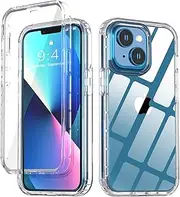 AICase Protective Case for iPhone 13 Mini 5.4 Inch Transparent 360 Degree Shockproof Transparent Front and Back Protection Mobile Phone Case Slim Thin TPU Bumper Built-in Screen Protector