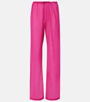 [Dries Van Noten] Dries Van Noten High-rise silk-blend wide-leg pants AU 10 pink