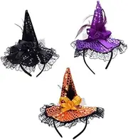[ERINGOGO] 3pcs Witch Hat Headband Boys and Girls Headband Halloween Decorations Witches Hat Hair Band