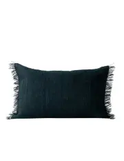 [Aura Home] Vintage Linen Fringe Rectangle Cushion in Slate