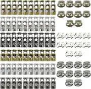 90 PCS Toggle Spring Stop Cord Locks, 3 Colors, Single & Double Hole Metal Faste