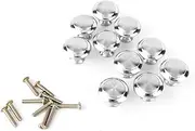 10Pcs Cabinet Door Knobs Brushed Round Drawer Handle Hardware Stainless Steel Wardrobe Handles Metal Pull Chrome Cupboard Accessories for Kitchen Bathroom Bedroom Furniture