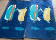 Hot Dogs and Mustard Beach Towel 32”x62” Lot of 2 Identical Towels NEW