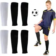 [SSKHE] 3 Pairs Children's Football Socks, Unisex Socks Without Socks, Black and White Football Socks Sleeves, Sleeve Cut Football Socks for Football, Running, Training, Beginners