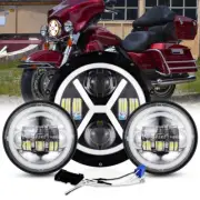 X-Halo 7" LED Headlight + Passing Lights For Harley Davidson Touring Road King
