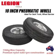 10" Hand Trolley Truck Pneumatic Wheels Cart Sack Wheelbarrow Tyres 16mm bore