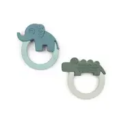 2pc Done By Deer Silicone Teether Deer Friends Baby/Toddler Chew Toy 0y+ GRN/BLU