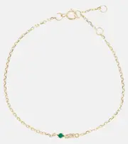 [Stone and Strand] Stone and Strand Tiny Emerald Goddess 14kt gold bracelet with emerald and diamonds One Size gold