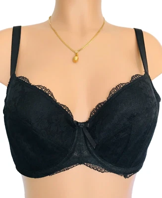 NEW! Freya Fancies AA1013BLK Underwire Balcony Bra Half Cup Padded, US 30H