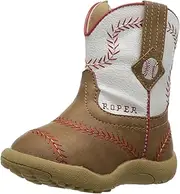 [Tin Haul] Kids Boys Baseball Square Toe Casual Boots Mid Calf - Brown