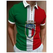 Men's Veterans Patriotic Zip Polo Shirts Golf Shirt Short Sleeve Polo Shirts Collared Shirts Casual Streetwear Vacation Wear Party Outfits 3D Print Quarter Zip