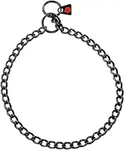 Herm Sprenger Black Stainless Steel Choke Dog Training Collar with a Clicker No-Pull Slip Chain for Small Medium Large Dogs for Easy Control Show Chain Collar Made in Germany 2.5mm 22in (55cm)