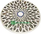 18" white marble Coffee Table Top Round Natural Inlay With Paua shell decor