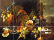 Art Mural Ceramic Backsplash Parrot Fruits Tile #284