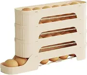 Egg Holder For Fridge | Slide Type Refrigerator Egg Dispenser | Space-Saving Auto Rolling Fridge Egg Organizer, Multiple Tiers Fridge Egg Rack For Kitchen, Cabinets
