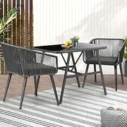 Livsip Table and Chairs 3Pcs Outdoor Furniture with Cushion Seat