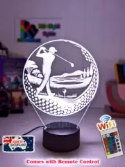 GOLF COURSE PLAYER ON PAR PERSONALISED 3D LED Night Light 7 Colour Changing Lamp