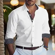 Men's Shirt Button Up Shirt Casual Shirt Black White Dark Blue Light Blue Long Sleeve Color Block Lapel Daily Vacation Patchwork Clothing Apparel Fashion Casua