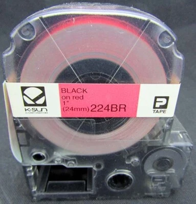 LABEL MACHINE TAPE 1" BLK/RED-224BR-2232934