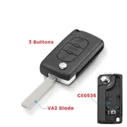3 Button For Peugeot Partner Citroen Berlingo HU83 VA2 Blade CE0523 CE0536 Flip Remote Car Key Case Shell Fob Shipping VA2 Blade Ce0536