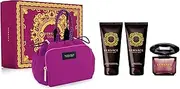 Versace Women's Crystal Noir 4 Pieces Gift Set (Eau de Toilette 90 ml, Body Lotion 100 ml, Shower Gel 100 ml, Bag)