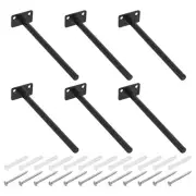 6Pcs 8" x 2" Wall Mounting Floating Shelf Bracket Blind Shelf Support, Black