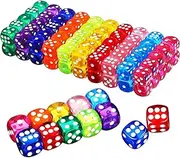 Kisangel 100 Pcs Colorful Dice for Board Games Party Favors Classroom Activities Mini Dice with Storage Box Vibrant Colors
